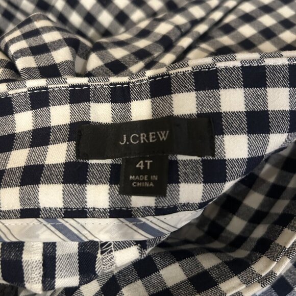 J Crew Navy Blue Gingham Check Remi Ankle Pants Button Detail Size 4T - Picture 7 of 11